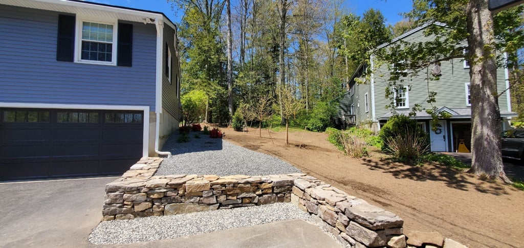 Completed residential retaining wall