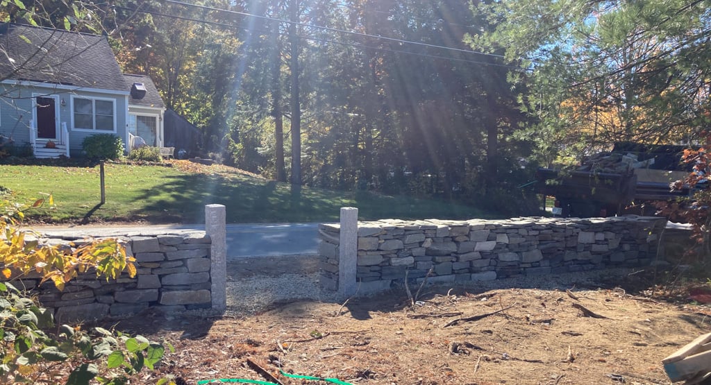 Completed residential retaining wall