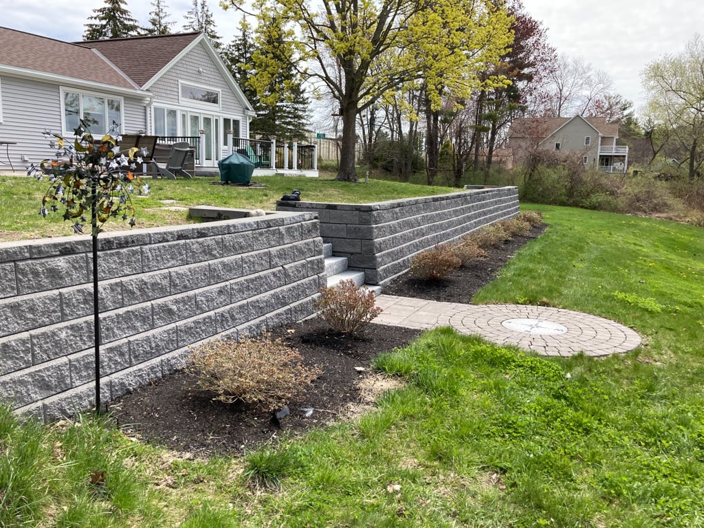 Completed residential retaining wall
