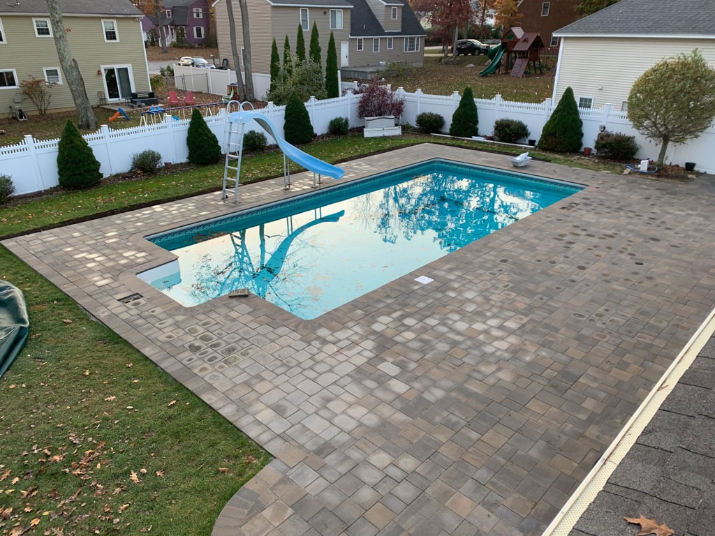 Completed pool deck with patio