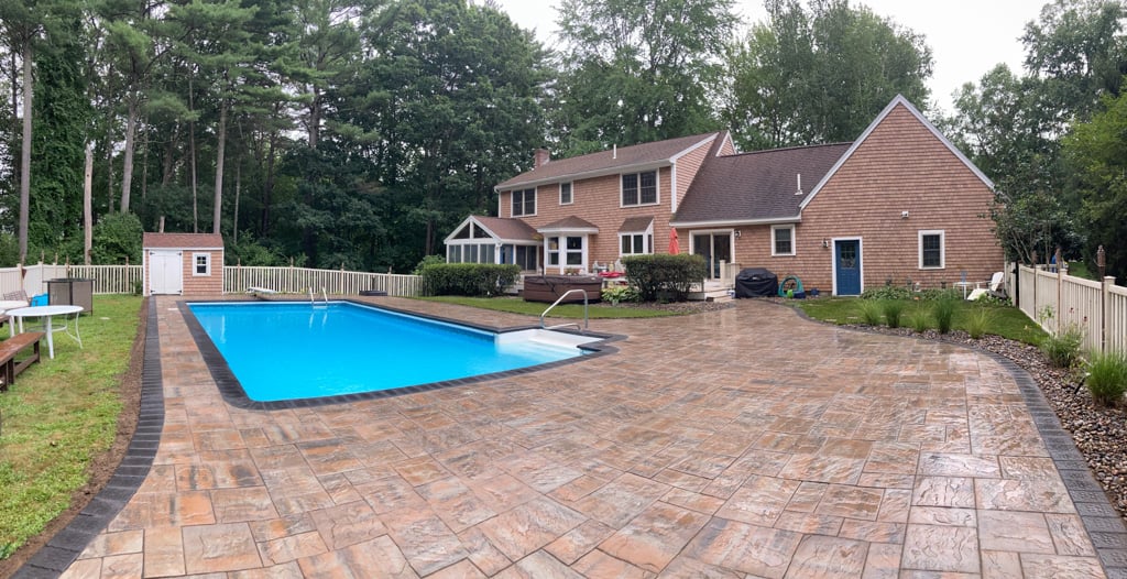 Completed pool deck with patio