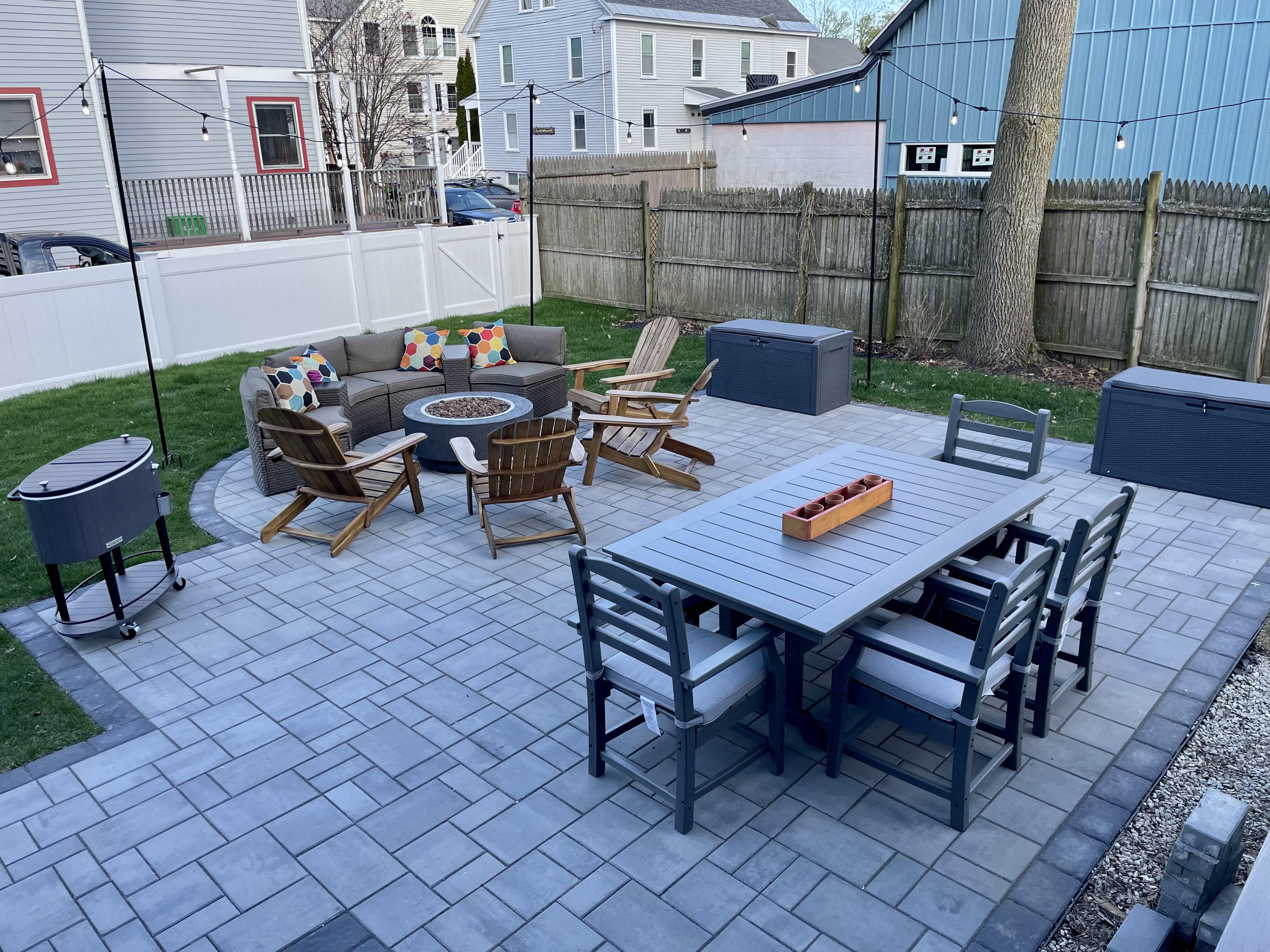 Outdoor patio with table