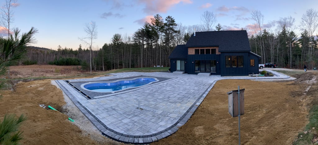 Completed pool deck with patio