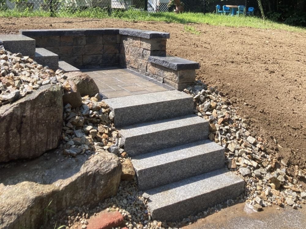 Steps with retaining wall on bank