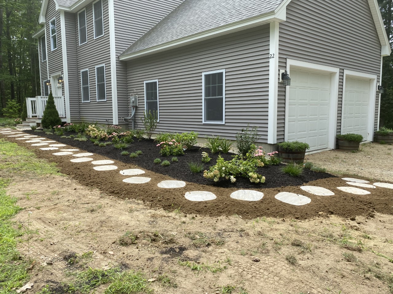 large garden and stepping stones